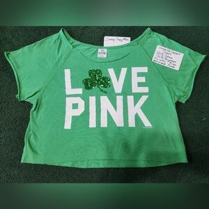 VS PINK St. Patty's Day cropped top size SMALL like new